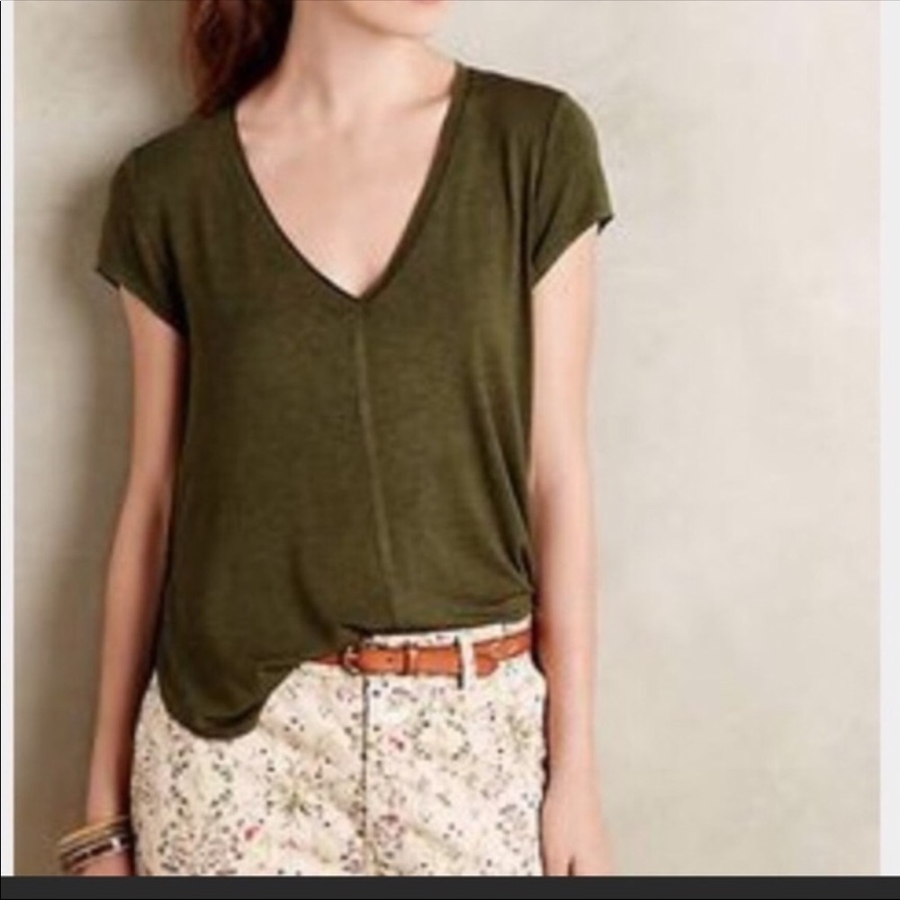 Anthropologie Bordeaux t-shirt, dark green